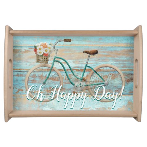 Vintage Beach Cruiser Bicycle Oh Happy Day Summer Serving Tray