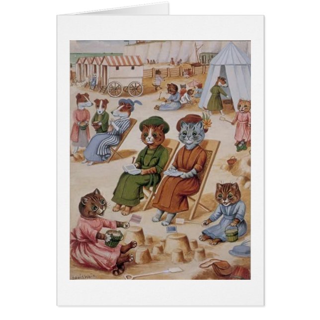 Vintage - Beach Day for Cats, Cards (Front)