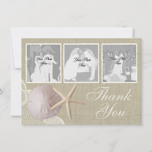 Vintage Beach Flat Card Thank you (Front)