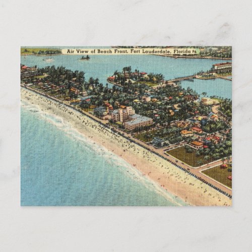 Vintage Beach Front Fort Lauderdale Florida Postcard