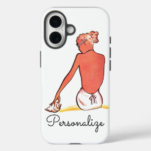 Vintage beach girl seashell summer elegant retro iPhone 16 case