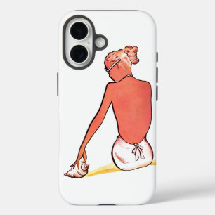 Vintage beach girl seashell summer elegant retro iPhone 16 case