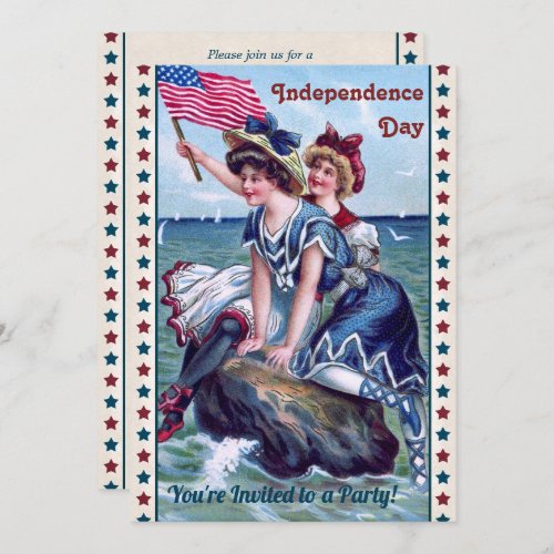 Vintage Beach Girls 4th of July Party Invitation