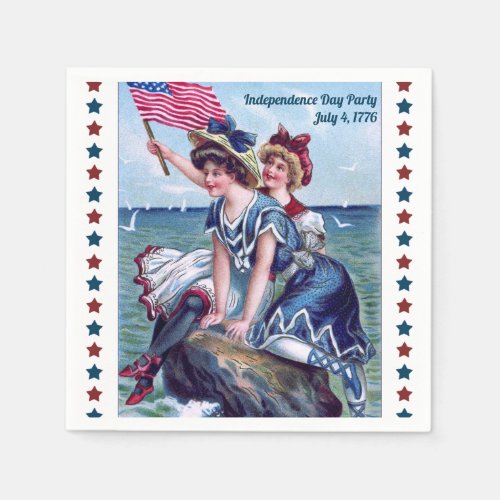 Vintage Beach Girls 4th of July Party Napkin