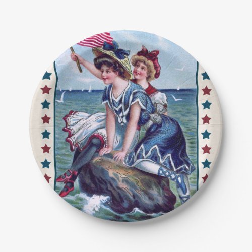 Vintage Beach Girls 4th of July Party Plate