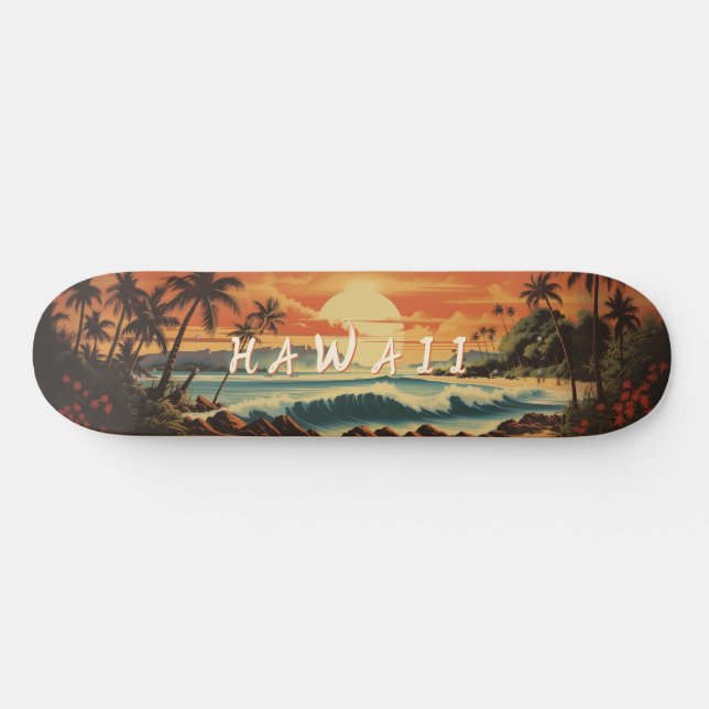 Vintage Beach Hawaii Skateboard (Horz)