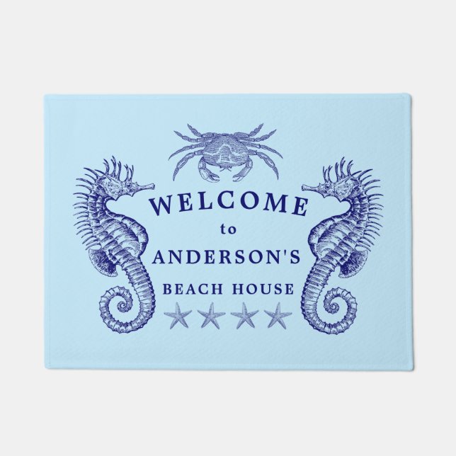 Vintage Beach House Welcome Template Doormat (Front)