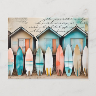 Vintage Beach Huts. Postcard