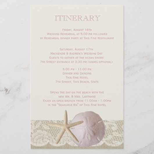 Vintage Beach Itinerary (Front)