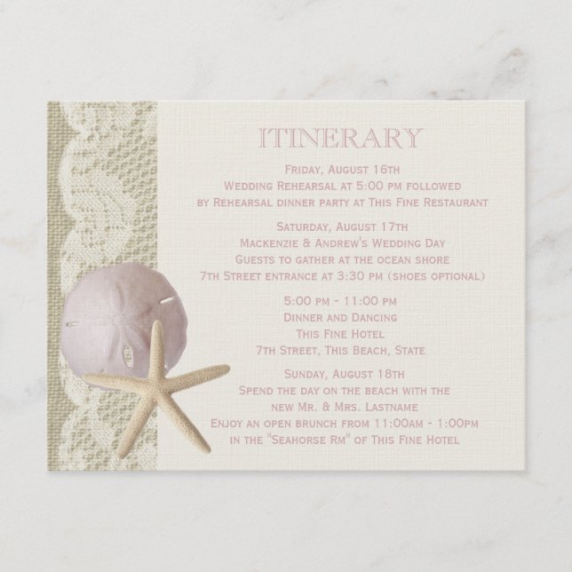 Vintage Beach Itinerary Enclosure Card (Front)