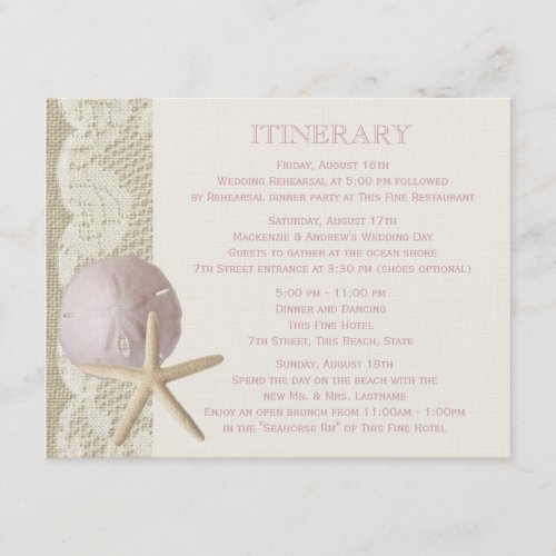 Vintage Beach Itinerary Enclosure Card