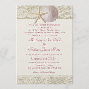 Vintage Beach Ivory Pink Invitation