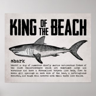 Vintage Beach King Shark Definition Poster
