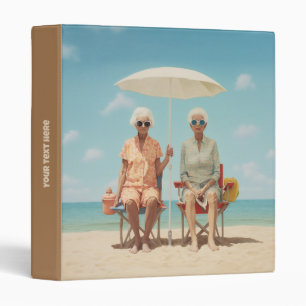Vintage Beach Ladies   Retro Summer Ocean  3 Ring Binder