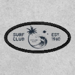 Vintage Beach Logo Patch<br><div class="desc">Vintage logo in rustic navy blue. Features,  wave,  planets and palm tree with two text spaces in distressed font for optional custom text.</div>