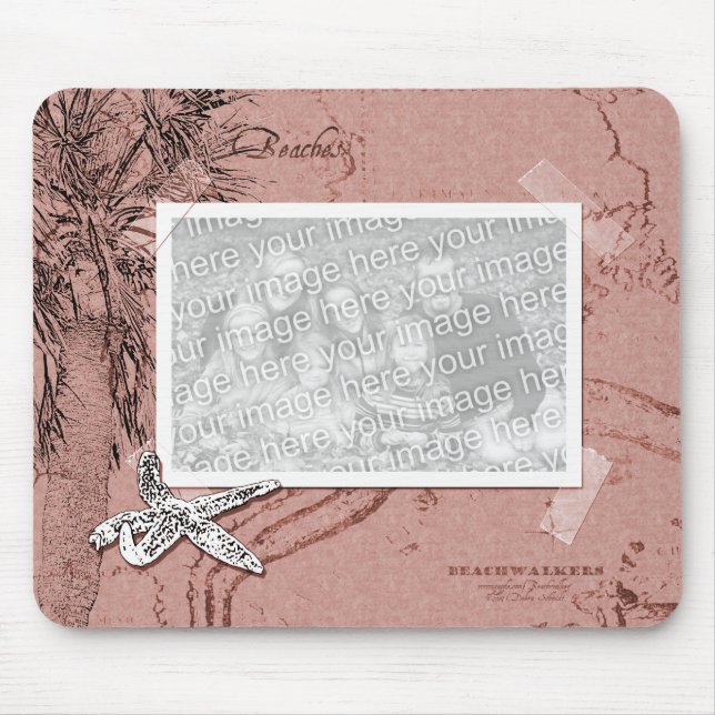 Vintage Beach Memories Photo Frame Mousepad (Front)
