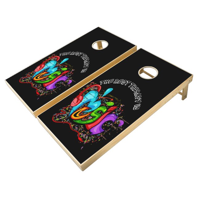 Vintage Beach Music Fun Cornhole Set (Angled)