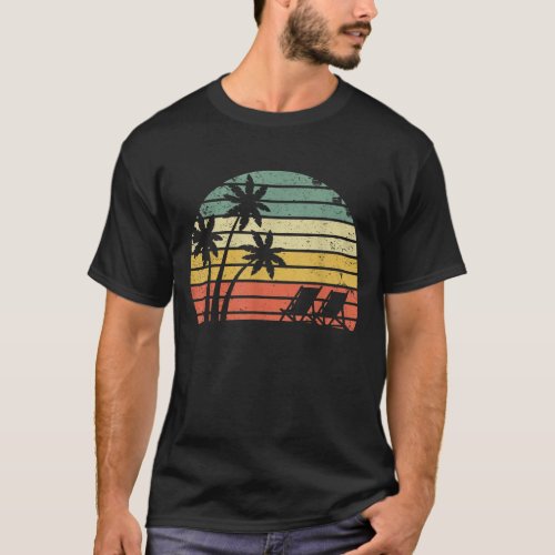 Vintage Beach Palm Trees Beach Chair Cool Gift Men T_Shirt