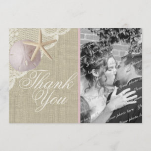 Vintage Beach Photo Thank You Flat Card