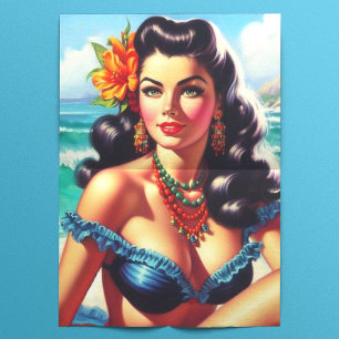 Vintage Beach Pin-up Painting Tissue Paper