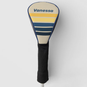 Vintage Beach Sand Across Striping with Name Golf Head Cover
