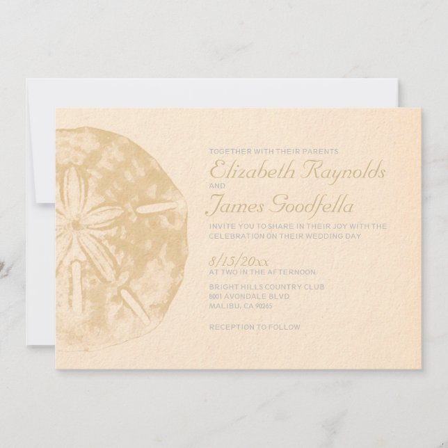 Vintage Beach Sand Dollar Wedding Invitations (Front)