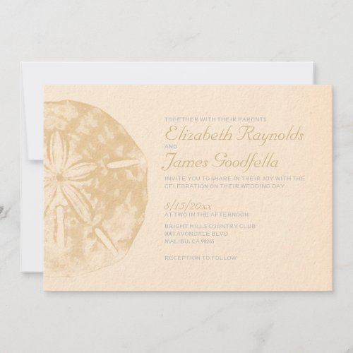 Vintage Beach Sand Dollar Wedding Invitations