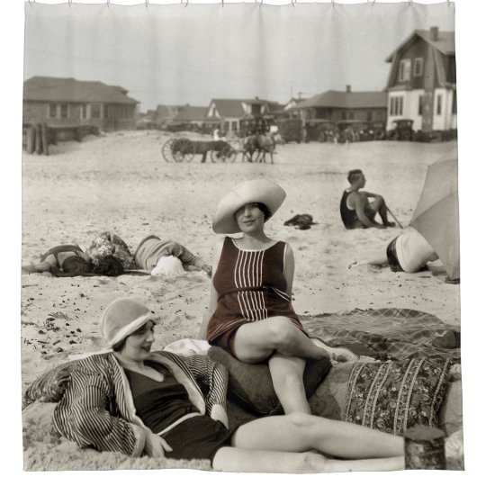 Vintage Beach Scene 1920s Shower Curtain Zazzle Com