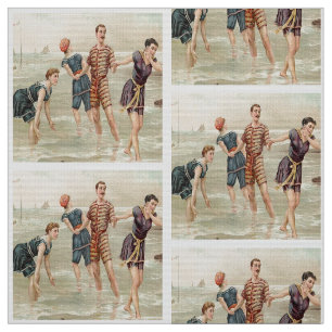 Vintage Beach Scene Fabric