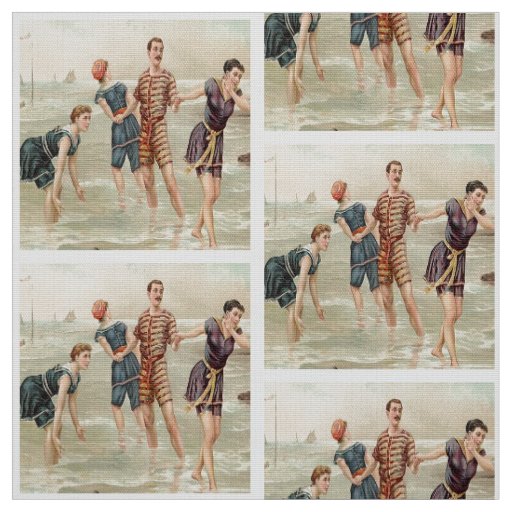 Vintage Beach Scene Fabric