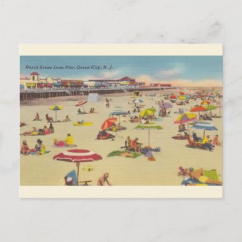 Vintage Beach Scene Ocean City Nj Postcard by RetroMagicShop at Zazzle