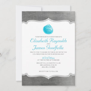 Vintage Beach Seashells Destination Wedding Invite