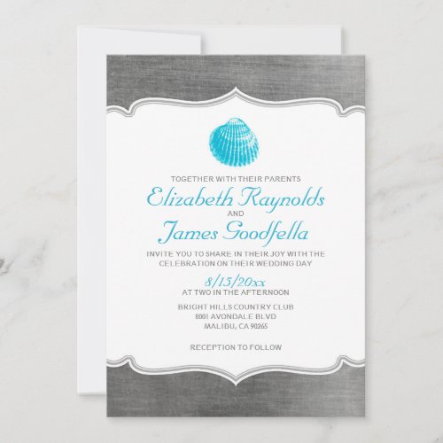 Vintage Beach Seashells Destination Wedding Invite