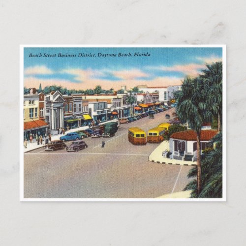 Vintage Beach Street Daytona Beach Florida Postcard