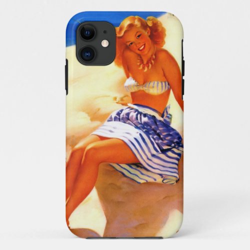 Vintage Beach Summer Pin up Girl iPhone 11 Case
