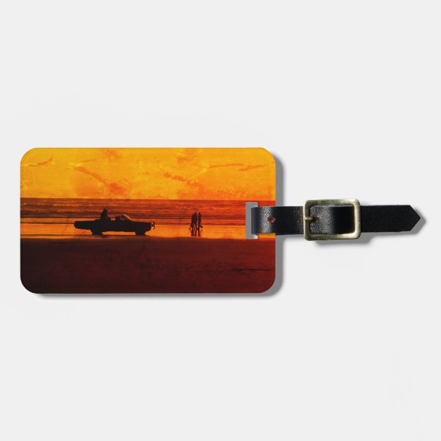 Vintage Beach Sunset luggage tag (Front Horizontal)