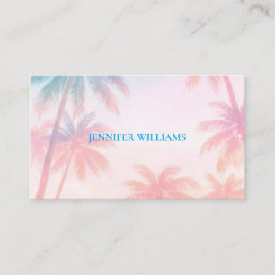 Vintage Beach Sunset Palm Trees Pastel Business Card