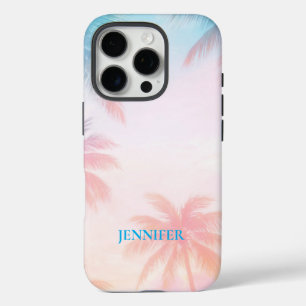 Vintage Beach Sunset Palm Trees Pastel iPhone 16 Pro Case