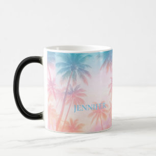 Vintage Beach Sunset Palm Trees Pastel Color Morph Mug