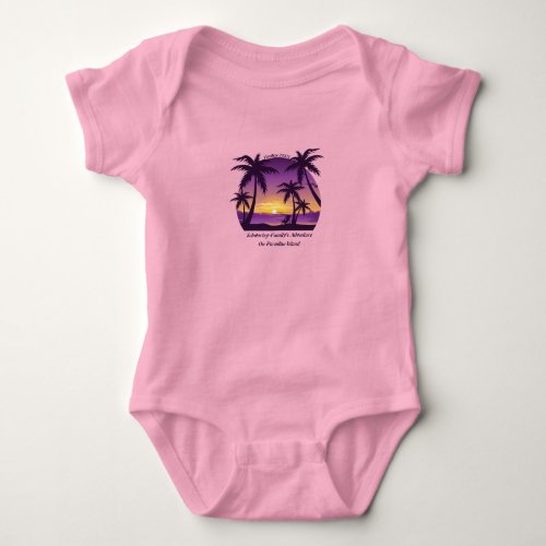 Vintage Beach Sunset Vacation lounger peach purple Baby Bodysuit