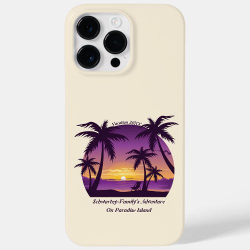 Vintage Beach Sunset Vacation lounger peach purple Case_Mate iPhone 14 Pro Max Case