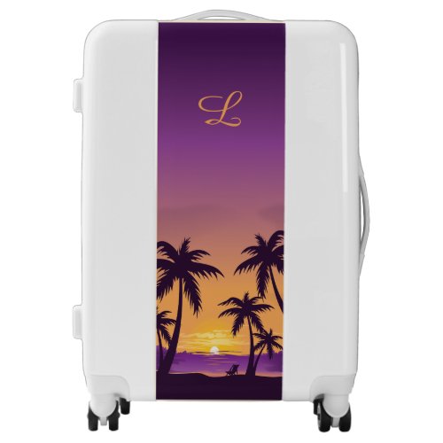 Vintage Beach Sunset Vacation lounger peach purple Luggage