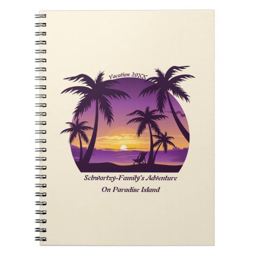 Vintage Beach Sunset Vacation lounger peach purple Notebook
