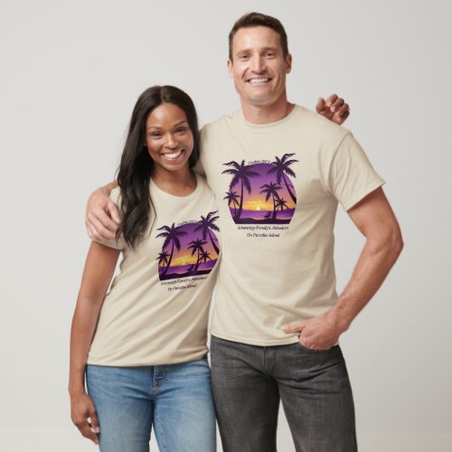 Vintage Beach Sunset Vacation lounger peach purple T_Shirt