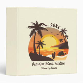 Vintage Beach Sunset Vacation surf orange brown 3 Ring Binder