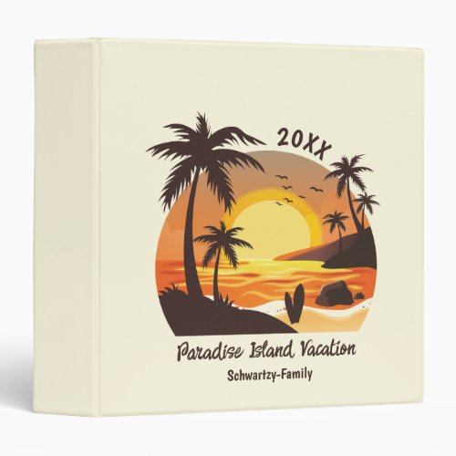 Vintage Beach Sunset Vacation surf orange brown 3 Ring Binder