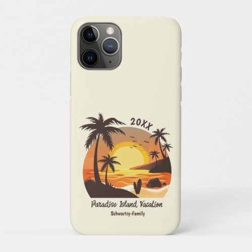Vintage Beach Sunset Vacation surf orange brown iPhone 11 Pro Case