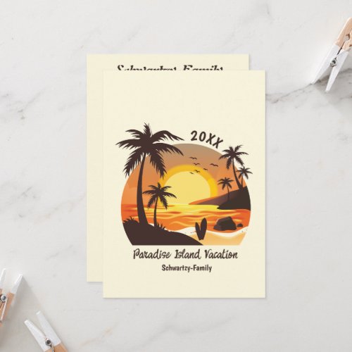 Vintage Beach Sunset Vacation surf orange brown Invitation
