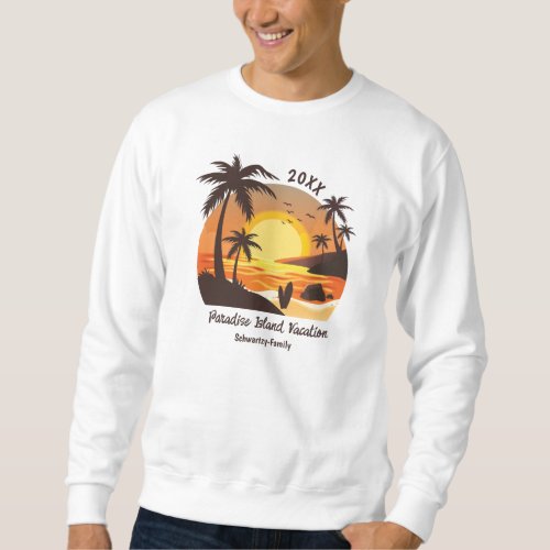 Vintage Beach Sunset Vacation surf orange brown Sweatshirt