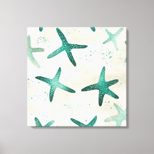 Vintage Beach Teal Abstract Starfish Coastal Art